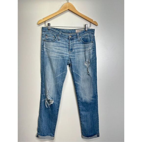 Adriano Goldschmied Cigarette Roll-up Light Wash Distressed Jeans Size 27R - Picture 2 of 13